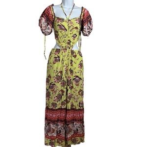 Free People Bali Citrus Skies One-Piece Size Small Pants Jumpsuit Open back